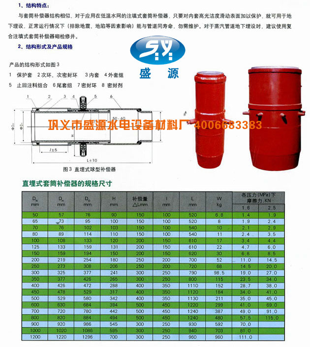 直埋注填式套筒补偿器